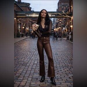 Anthropologie NWT PAIGE The Claudine Coated High-Rise Crop Flare Jeans size 26.